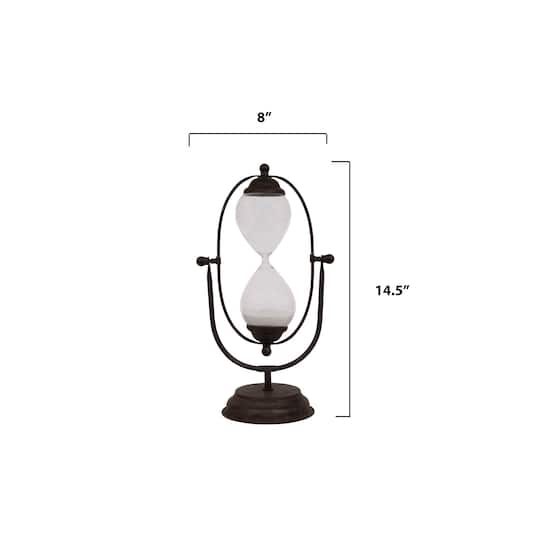 Hello Honey® 14.5" Distressed Metal Hourglass with White Sand